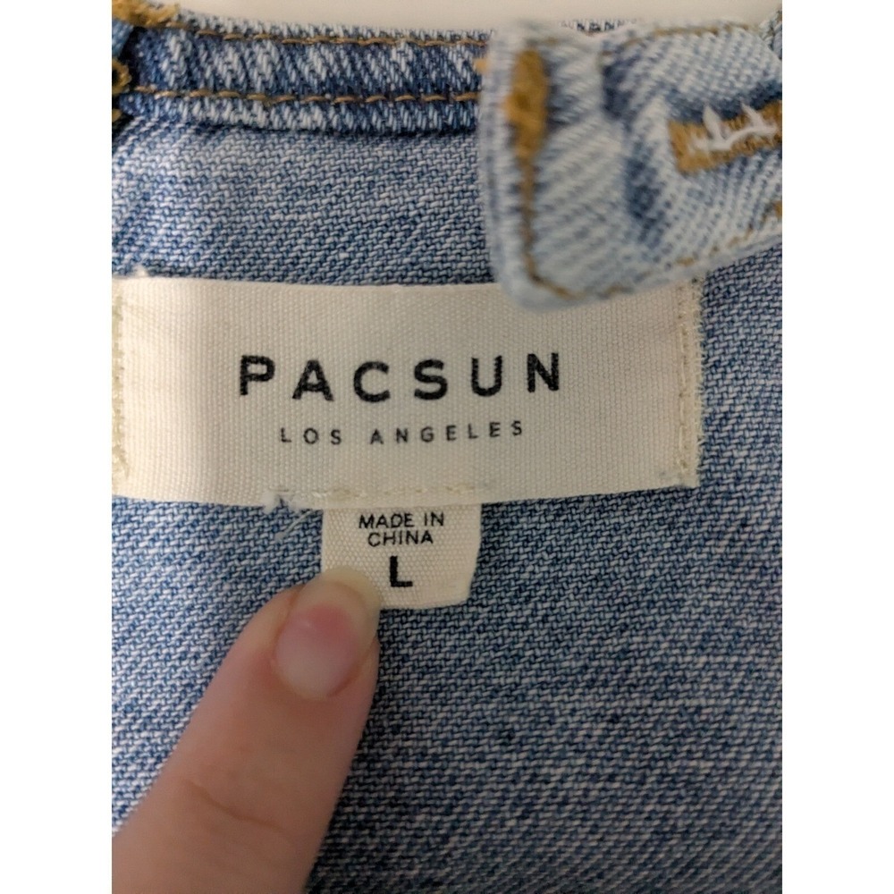 Pacsun Womens Vintage Look‎ 90s 100% Cotton Overalls sz L Blue Adjustable Straps
